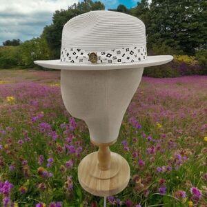 MEN'S STEVEN LAND MYAN WHITE FEDORA STRAW HAT. SH-108 WHITE.
